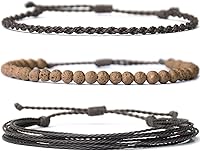Vista 49 de Handmade Natural Stone Beaded Healing Bracelet Gift for Men Adjustable Rope String Bracelet