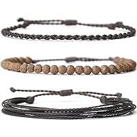 Vista 374 de Handmade Natural Stone Beaded Healing Bracelet Gift for Men Adjustable Rope String Bracelet (picasso jasper, Adjustable)