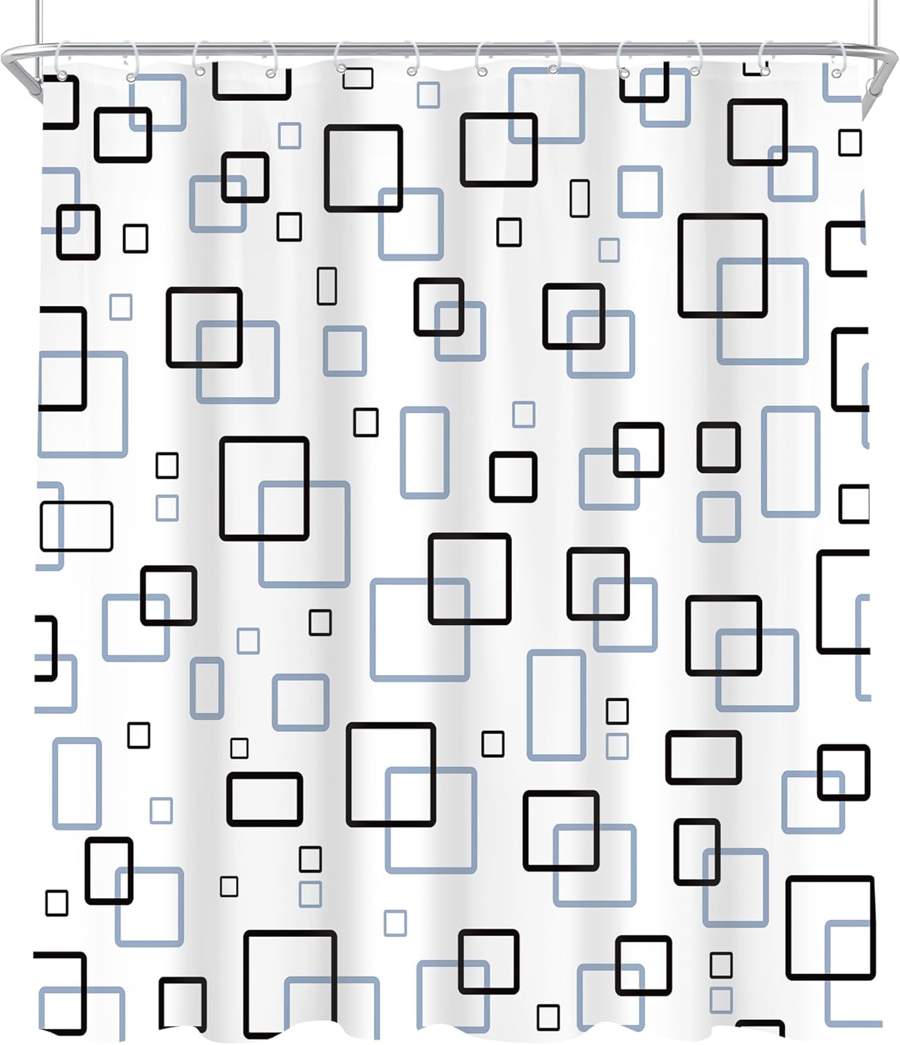 Cinbloo Abstract Black Blue 72Wx84H Shower Curtain Exrta Long Modern Geometric Plaid White Navy Luxury Cute Checkered Square Grid Simple Bathroom Curtain Set Minimalism Bath Bathroom Accessories Decor