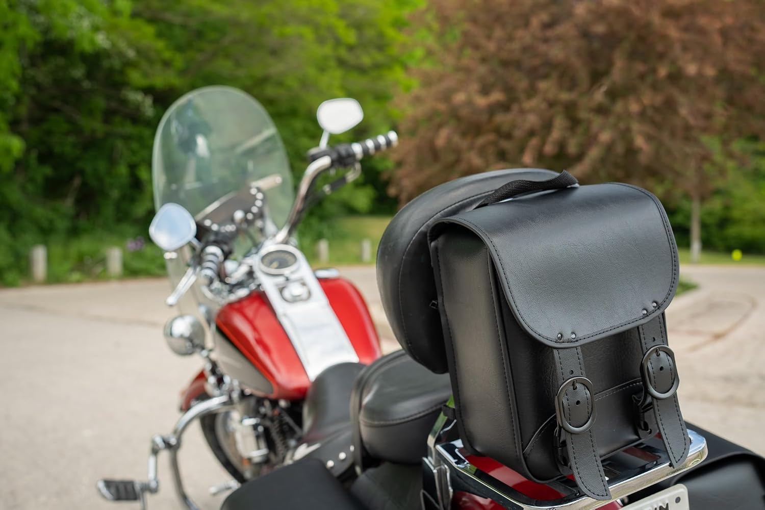 Dowco Willie & Max 59591-00 Black Jack Series: Synthetic Leather Motorcycle Sissy Bar Bag, Black, Universal Fit, 8in.W x 10in.H x 4.5in.D