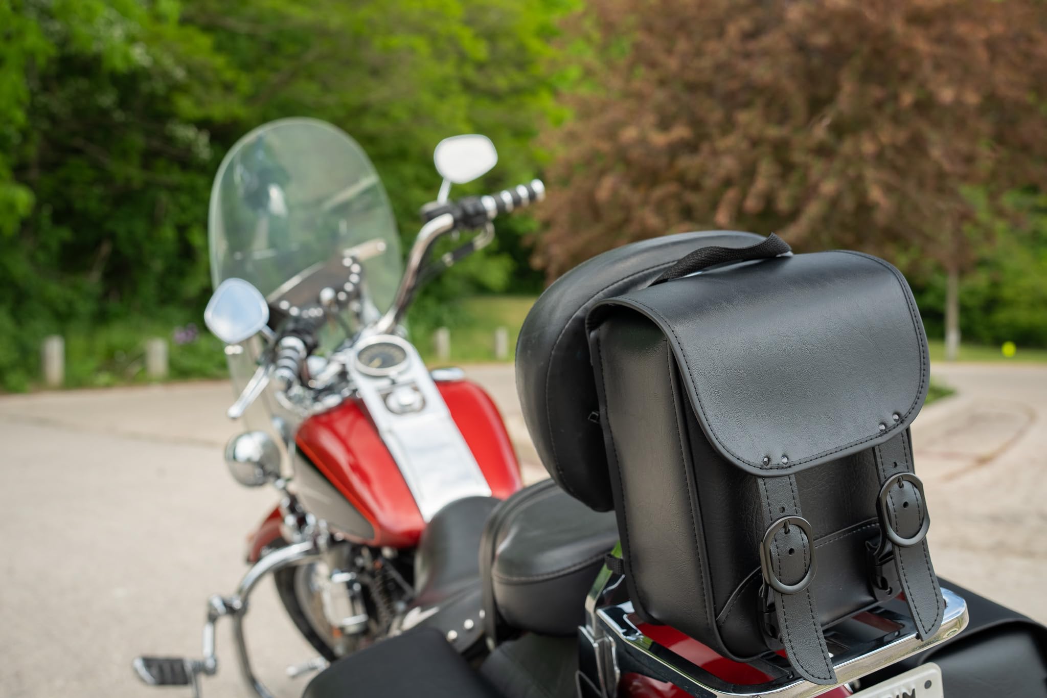 Dowco Willie & Max Black Jack Borsa per Sissy Bar Moto Pelle Sintetica 20,3x25,4x11,4 cm Nero