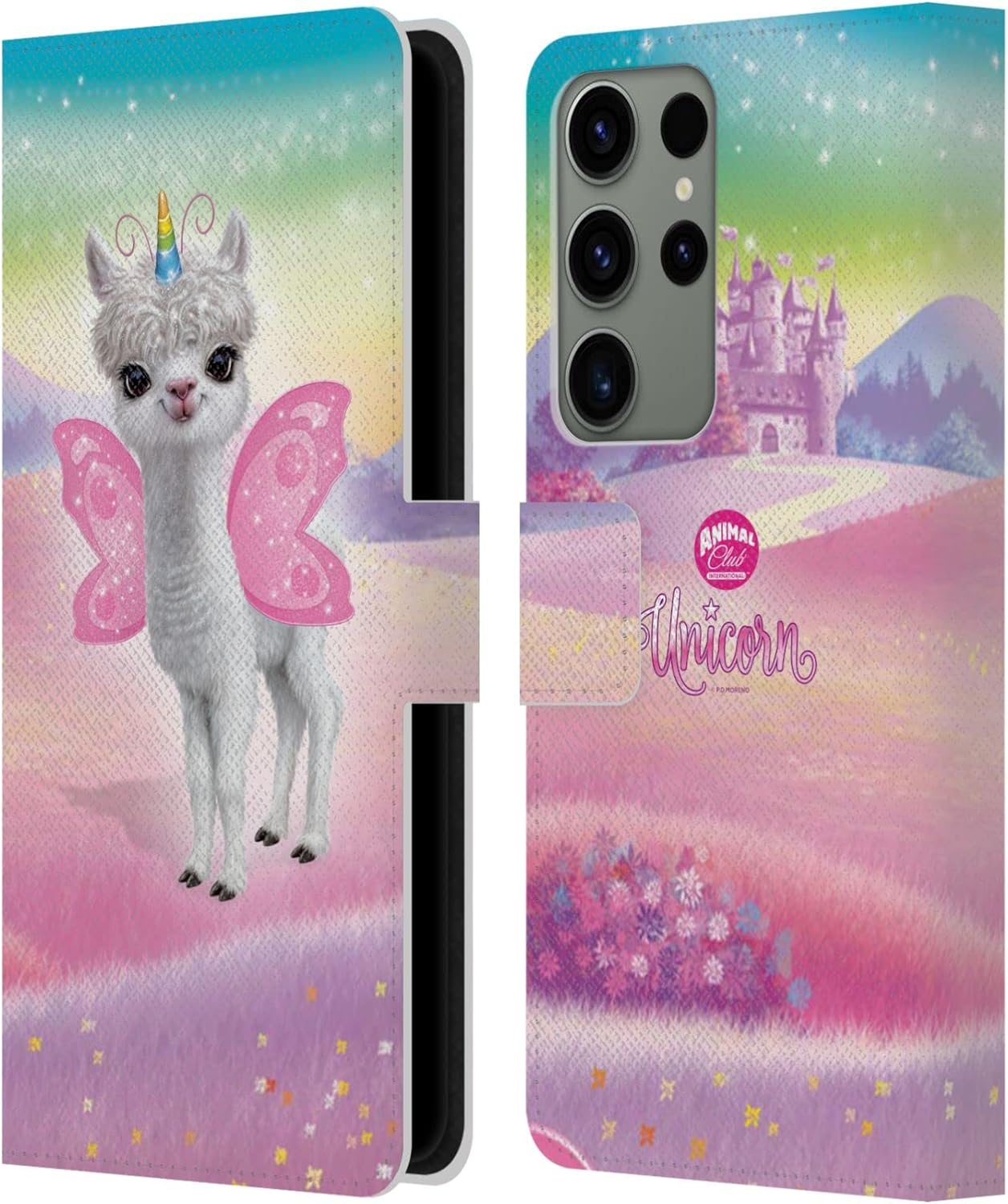 Head Case Designs Officially Licensed Animal Club International Pig Unicorn Pets Leather Wallet Case Compatible with Samsung Galaxy S23 Ultra 5G