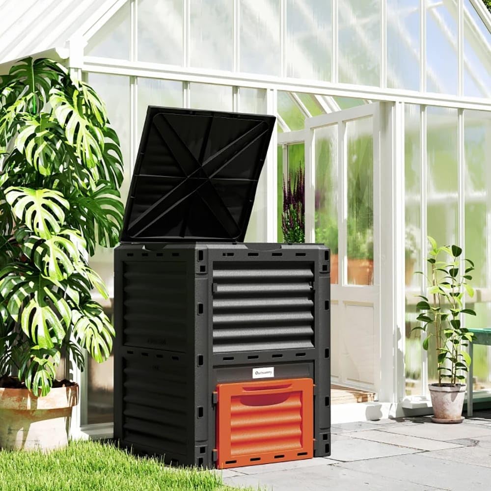 Gecheer Garden Compost Bin, 80 Gallon Outdoor Large Capacity Composter Aerating Box for Organic Waste Soil Enrichment