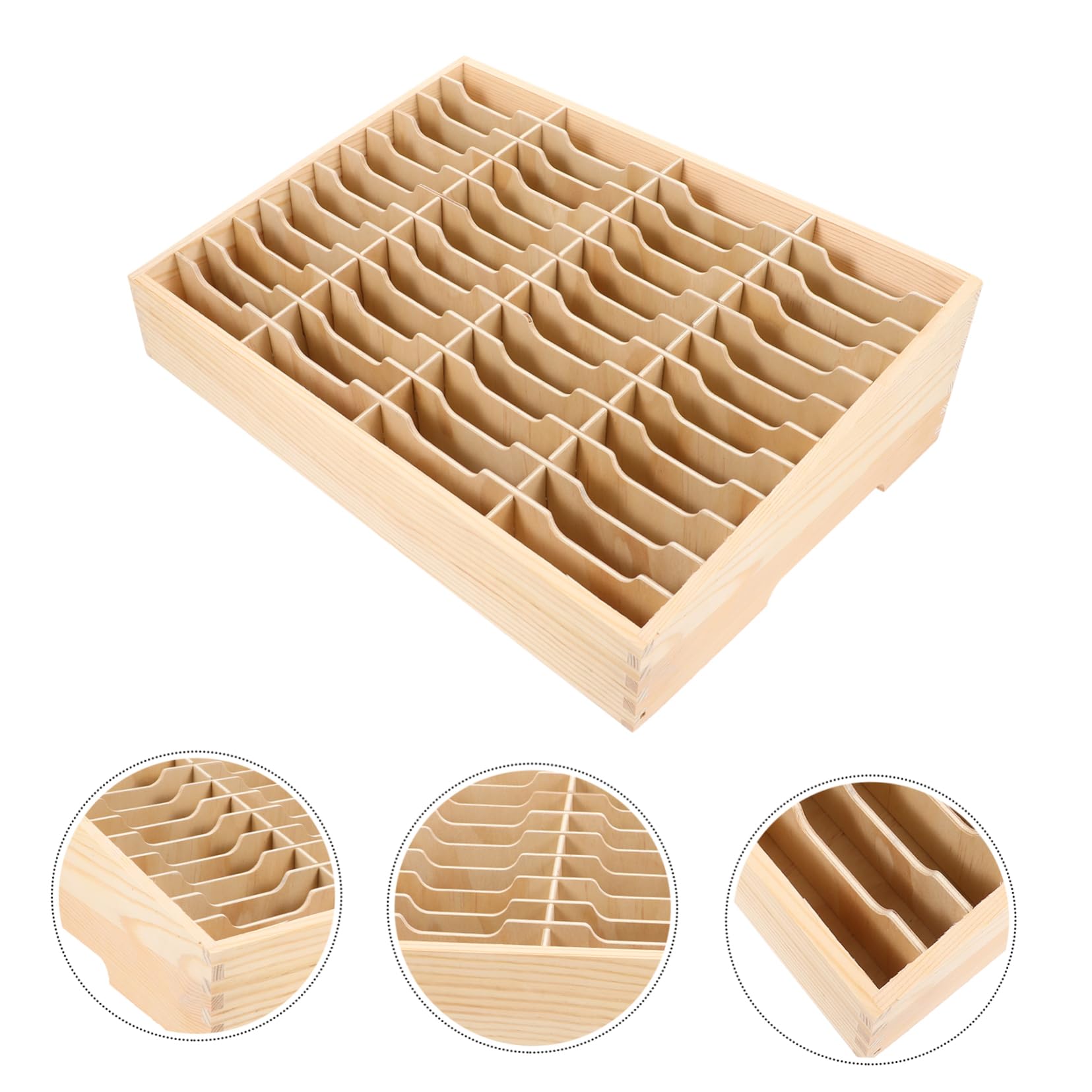 Caja de Almacenamiento Múltiples Compartimentos de Madera para Teléfono Organizador de Escritorio Multifuncional para Aula y Oficina, para Llaves y Papelería