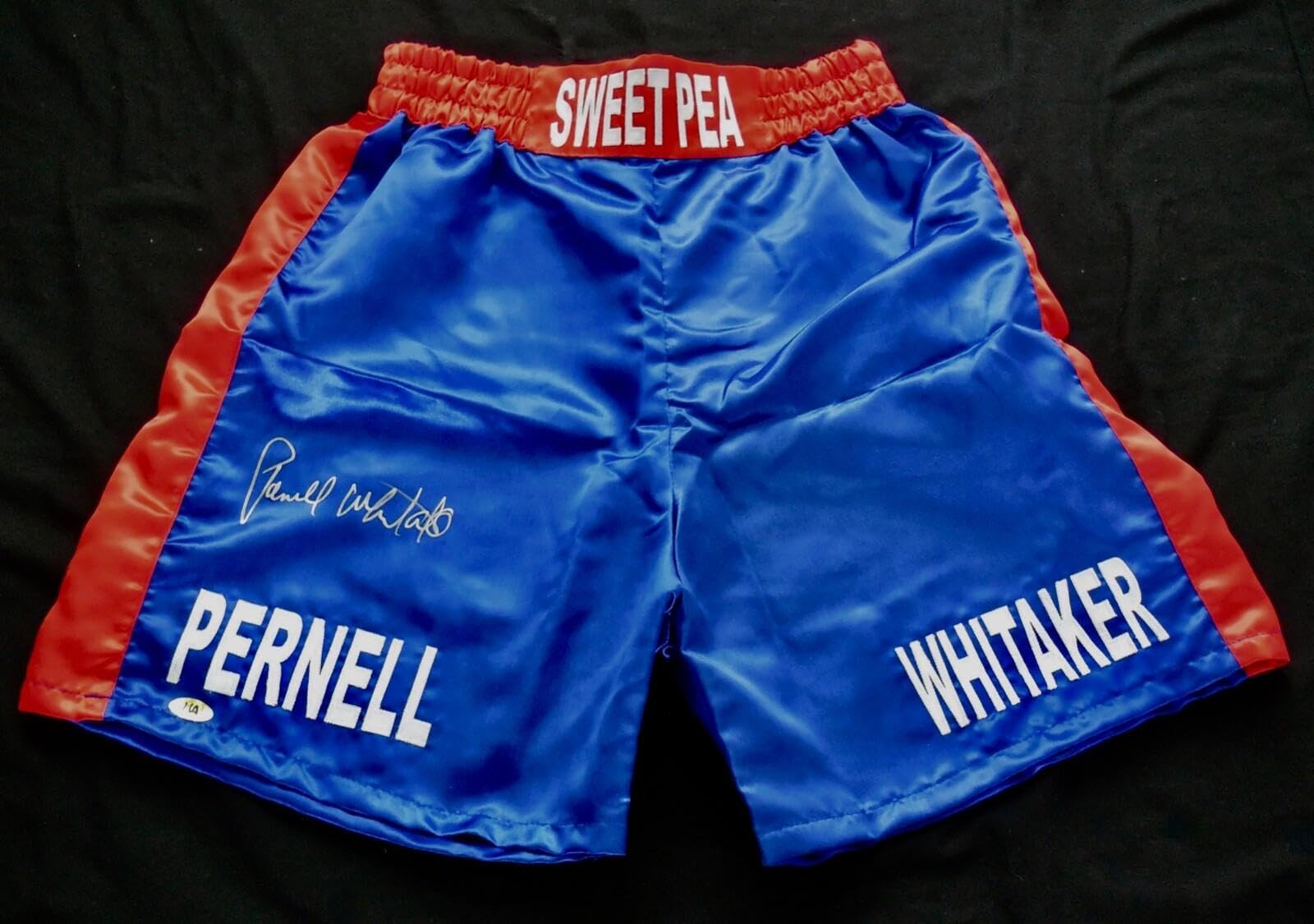 Topps Pernell Whitaker Autographed Boxing Trunks (Sweet Pea) - Mab Hologram! - Autographed Boxing Robes And Trunks
