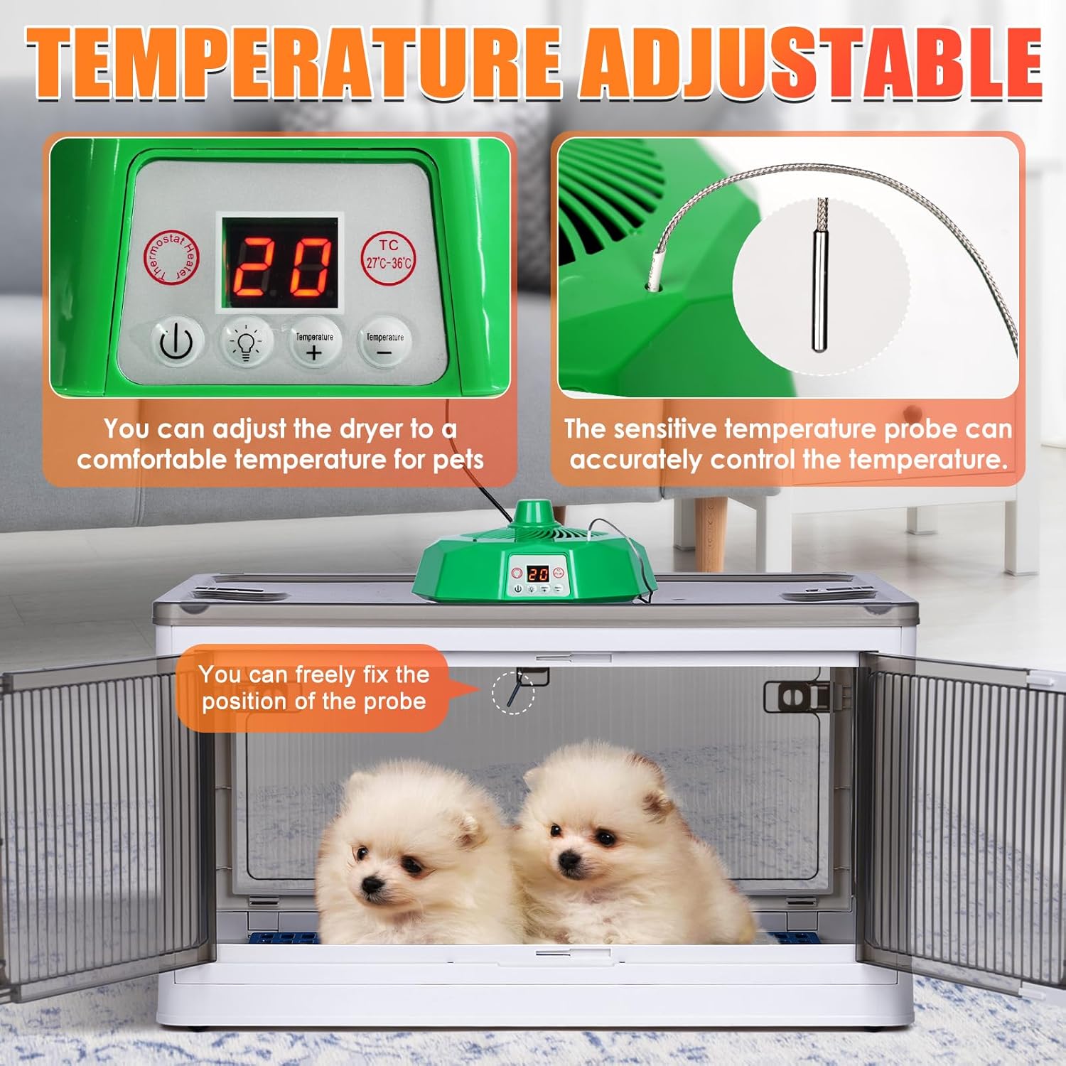 115L Cat Dryer Automatic Pet Dryer Box for Cats and Small Dogs,Big Foldable Dog Dryer Box Hair Drying Cage, 360° Pet Dryer Machine for Pet Grooming Adjustable Temperature (115L)