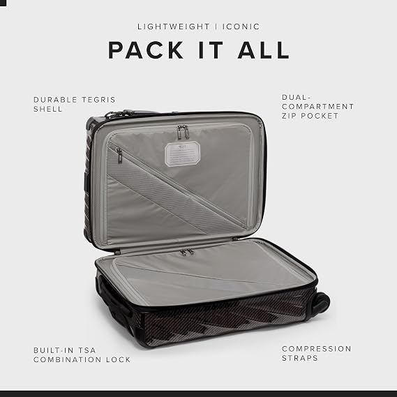 TUMI - 19 Degree Lite 4 Wheel Luggage - Lightweight and Highly Durable, Modern Contour, Hard Shell Men's and Women's Suitcase - 21.75 Carry-On, Black Graphite