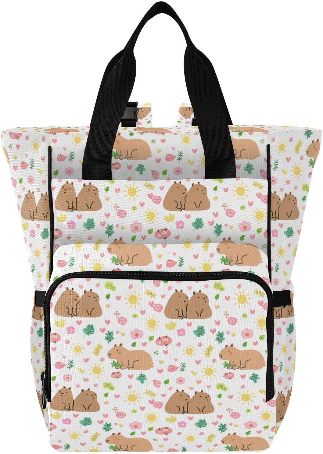 CEBUGI Diaper Bag Backpack Lovely Kapibala Large Capacity Baby Changing Bags with Stroller Straps Unisex Multifunction Travel Diaper Backpack for Mom Dad