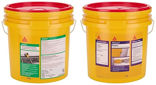 SikaLatex Power, Multipurpose polymer for waterproofing and repairing mortars, 10kg + SikaCim, Liquid waterproofing concrete and mortar admixture, for slabs, beams and columns, 10kg