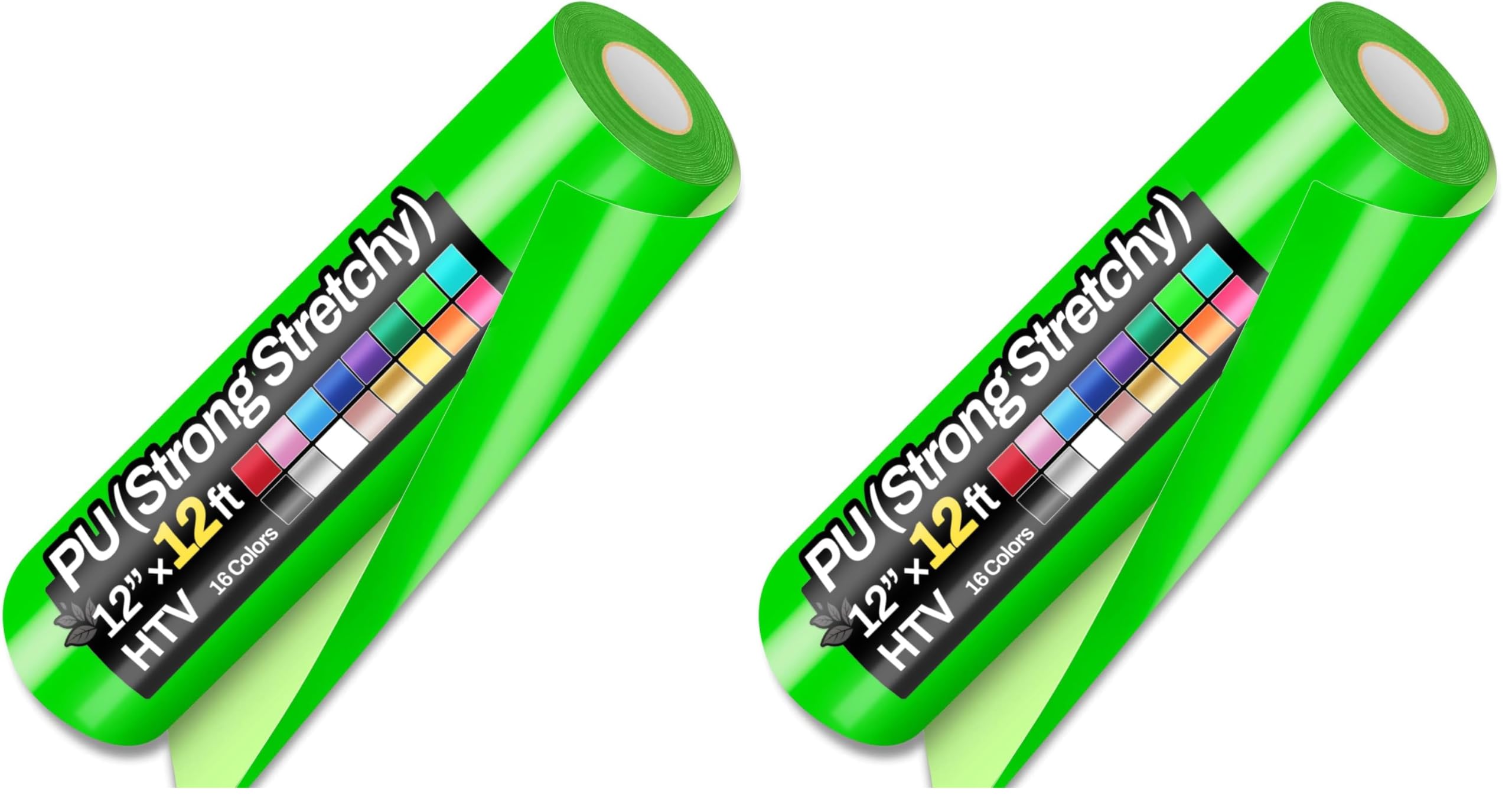 Sooez 12" x 12ft Heat Transfer Vinyl Rolls, Strong Stretchy HTV Green for Shirts, Easy to Cut &amp; Weed for DIY Heat Vinyl Design, Matte Finish (Pack of 2)