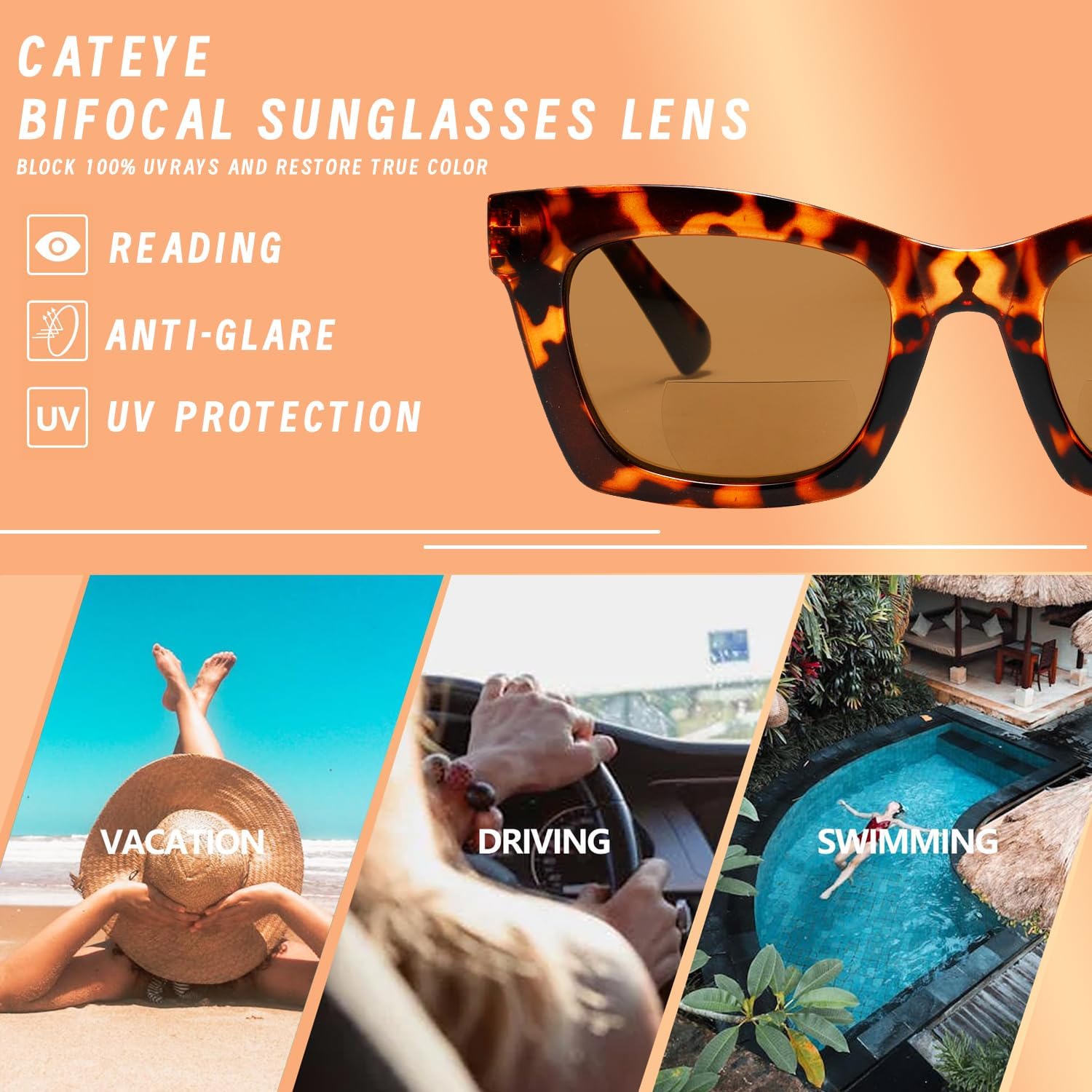 Hubeye Progressive Reading Glasses For Women Oprah Style Blue Light Blocking Computer Multifocus Square Reader - Image 7