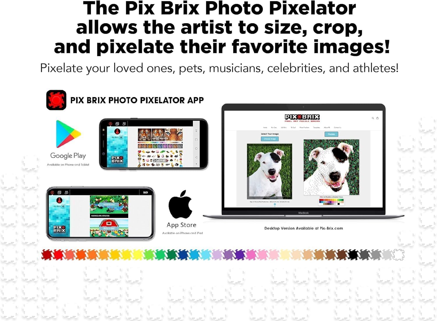 Pix Brix Pixel Art kit Puzzle Bricks - 3,000 Piece Pixel Art Container, 12 Color Light Palette - Interlocking Building Bricks, Create 2D and 3D Builds Without Water or Glue - Stem Toys, Ages 6 Plus