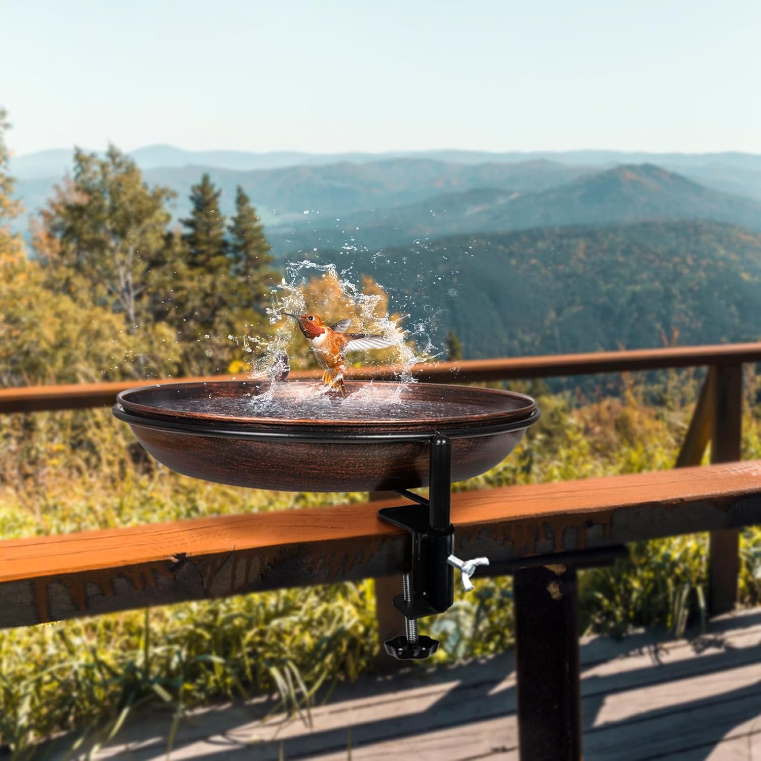 DREAMSOUL 38 Inch Bird Bath + Deck Mounted Bird Bath