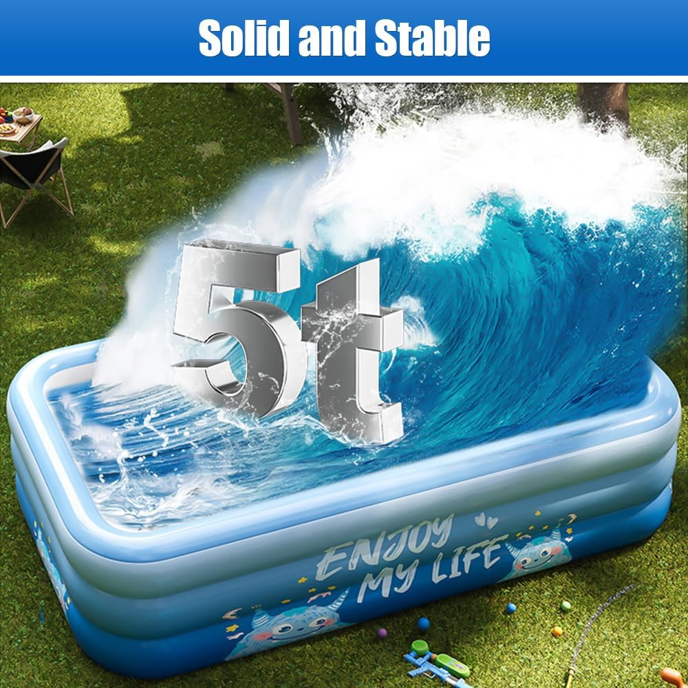 YUEWO Inflatable Swimming Pool Family Full-Sized Kiddie Blow Up Pool for Toddlers, Kids & Adults Above Ground Lounge Pool for Garden, Backyard Water Party (3m/118in)