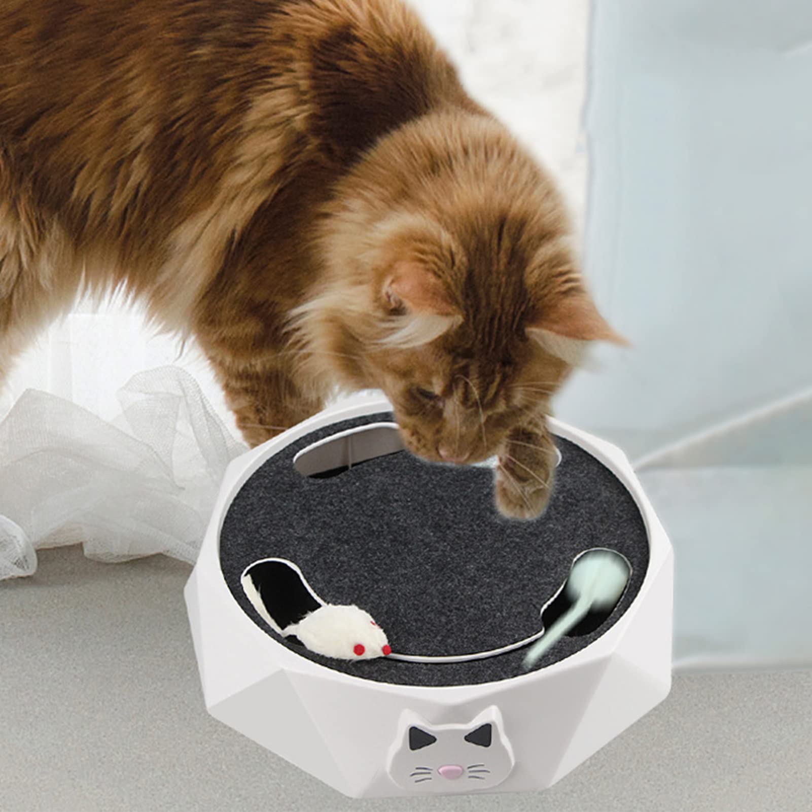 Juguete Interactivo para Gatos, Juguetes Eléctricos para Gatos, Rompecabezas Automático Ajustable De 2 Velocidades para Atrapar Ratones, Juguete para Gatos para Suministros para Mascotas