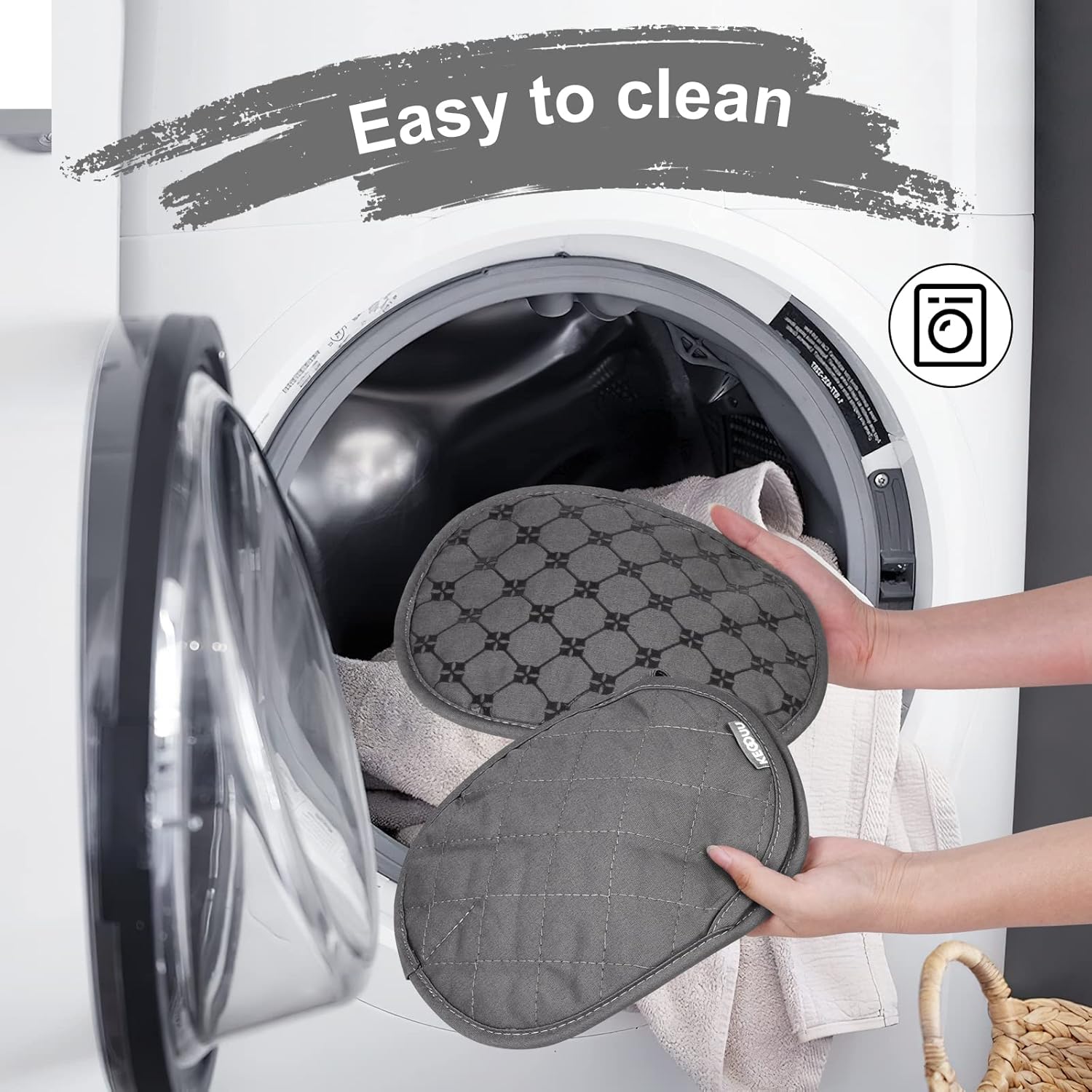 KEGOUU Pot Holders 2pcs Sets,Oven Hot Pads Featuring Silicone Non-Slip Coating,Heat Resistant Potholders for Kitchen Bakeware Cooking - Image 4