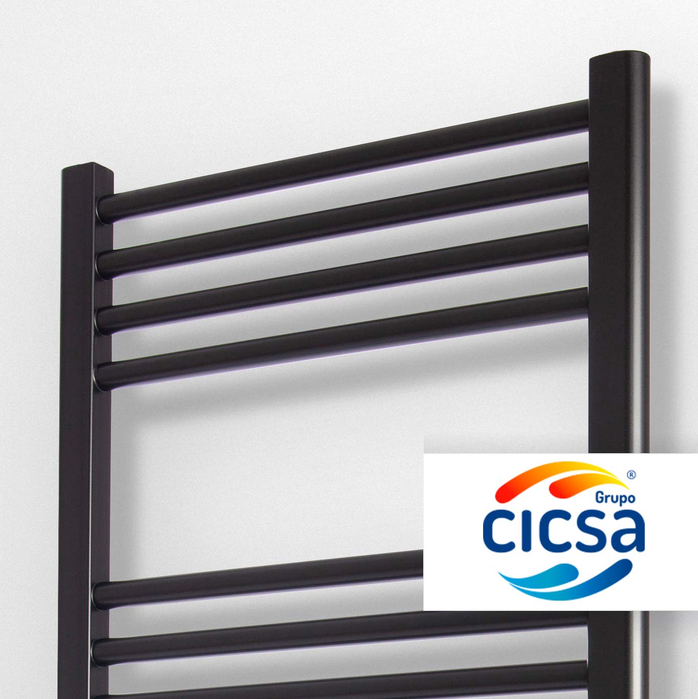 Radiador Toallero Cicsa ZETA X * Radiadores Toalleros de Agua Caliente Calefaccion (Medidas 1120 x 500 mm) * Secatoallas de Baño con (450 Ejes) * En Color Negro * 10 AÑOS de Garantía