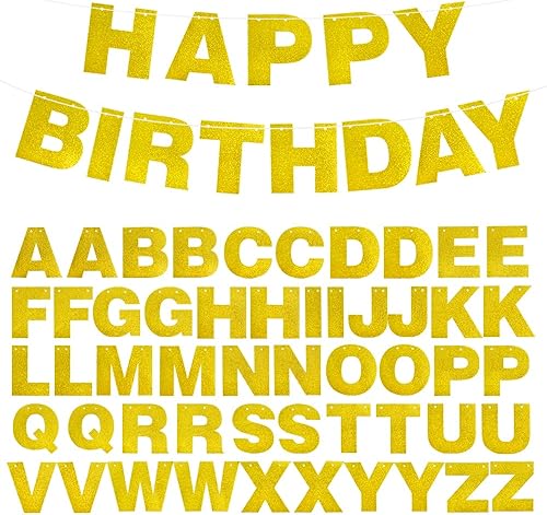 Kit de pancartas personalizables con purpurina para bricolaje, incluye 2 juegos de letras de la A a la Z, 2 cuerdas, decoración de pancarta