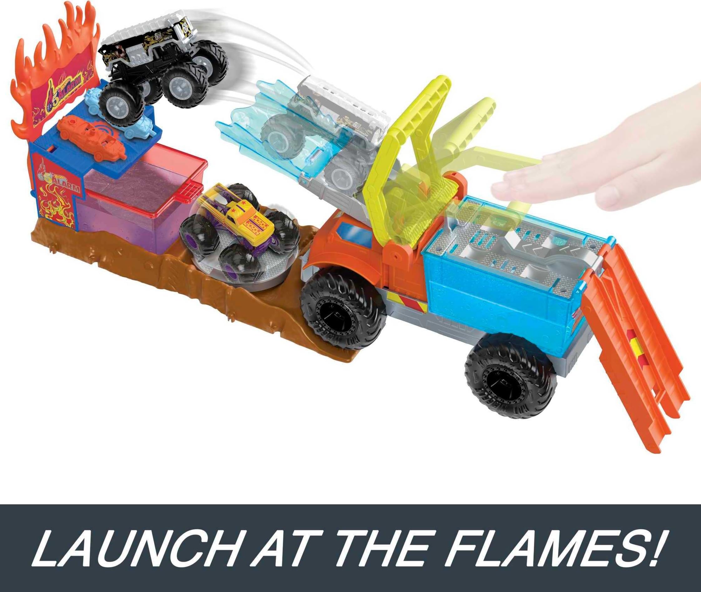 Hot Wheels Monster Trucks Arena World Color Shifter Rescate 5 Alarm Camión de Bomberos Pista para Coches de Juguete, +3 años (Mattel HPN73)