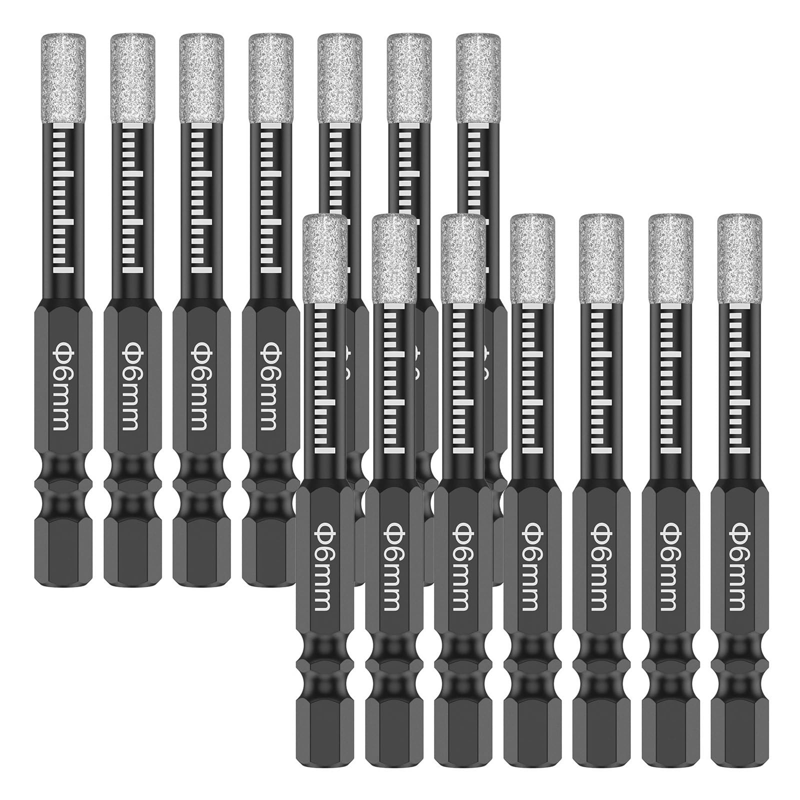 Set di punte da trapano a secco 7 a 14 pezzi, codolo esagonale con cambio punta brasata sotto vuoto 6 mm for piastrelle in granito porcellana, marmo(14PCS)