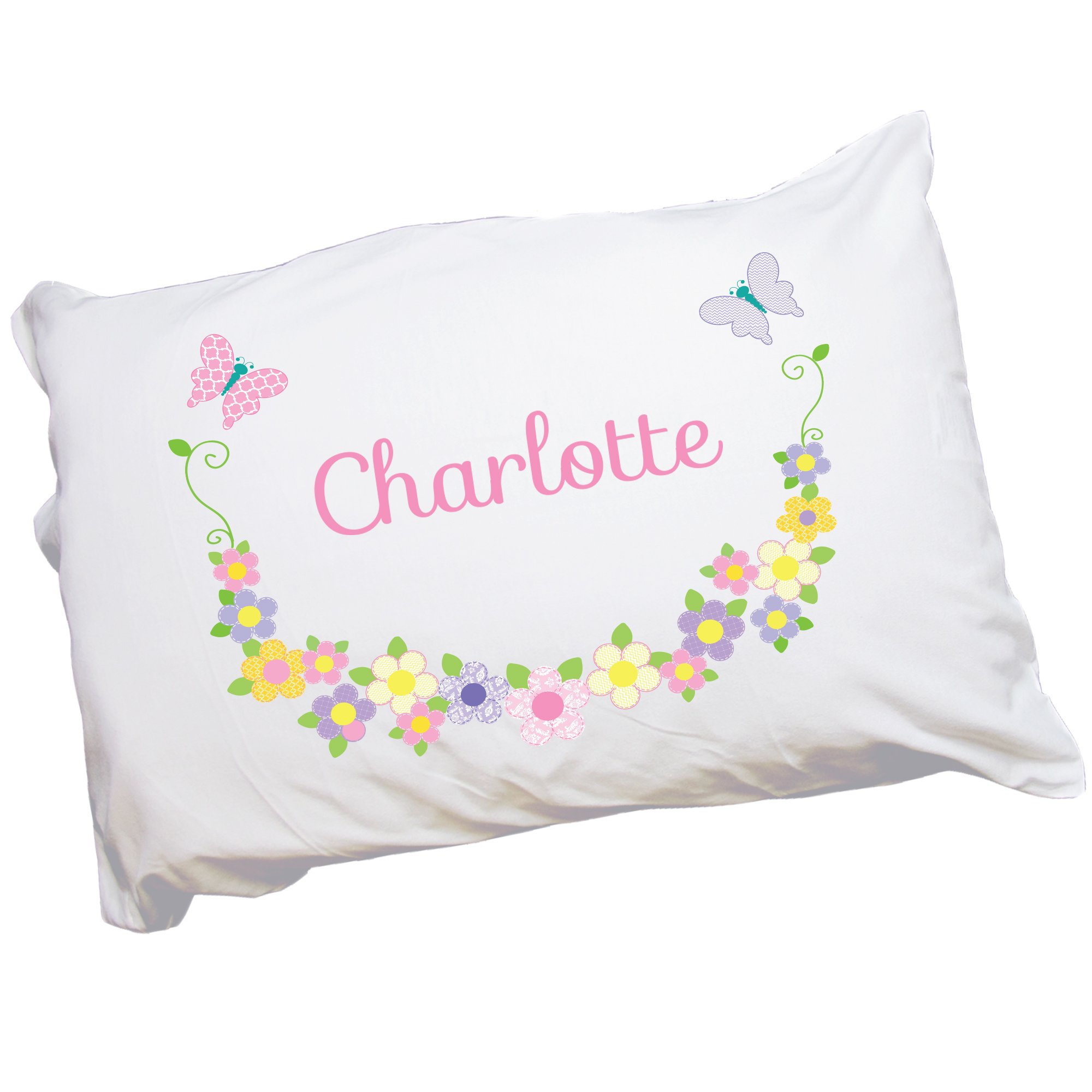 My Bambino Child's Personalized Butterfly Garland Pastel Pillowcase