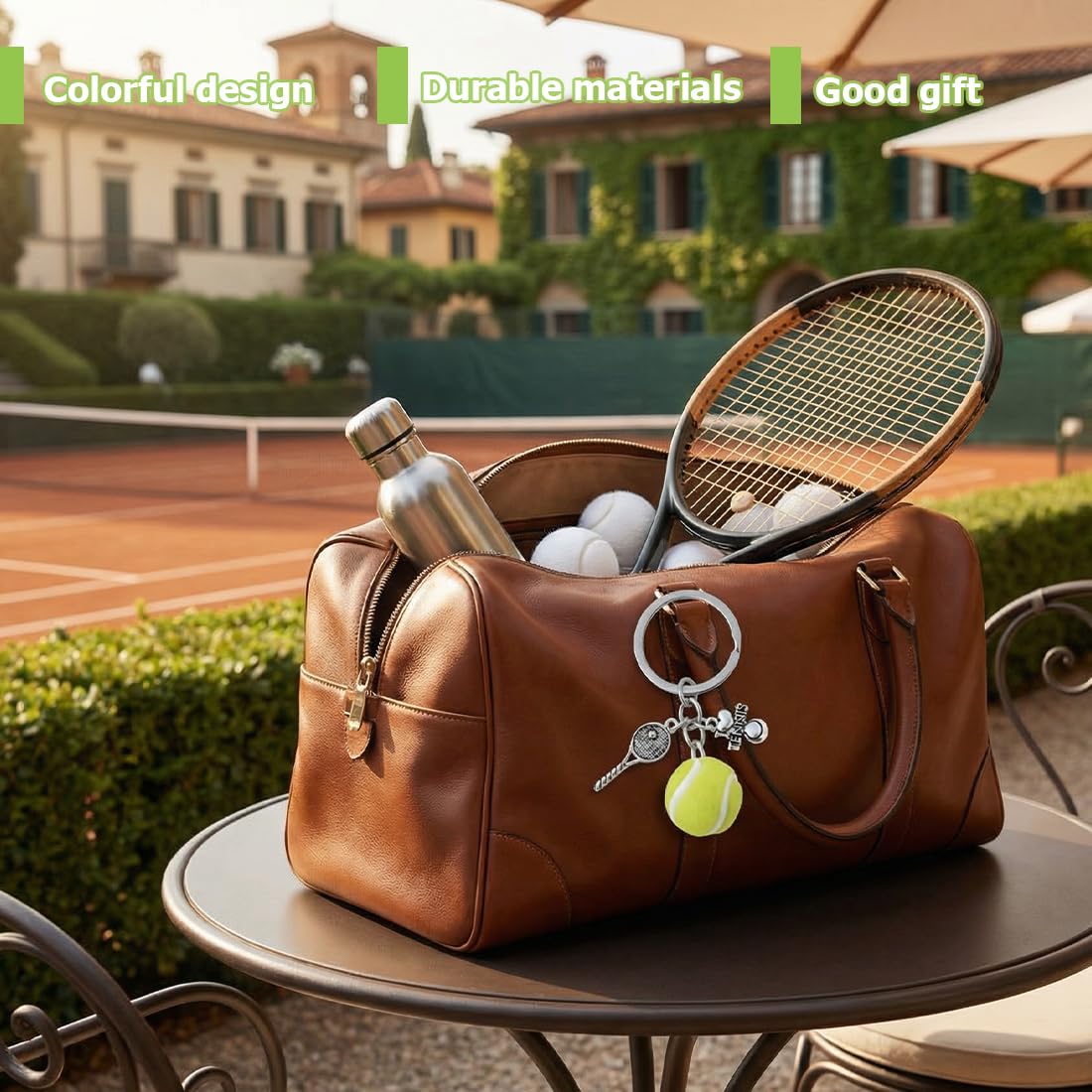 Portachiavi Tennis Racchetta in Acciaio Inox, Accessori Regali per Amanti del Tennis