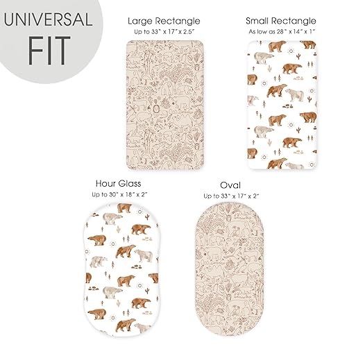 Vista 224 de GRSSDER Juego de 2 sábanas elásticas ultra suaves para moisés, ajuste universal para moisés, cesta de moisés, colchón rectangular ovalado, seguro