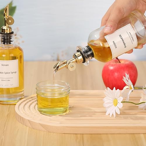 Miniatura 5 de VOISEN Botella dispensadora de aceite de oliva para cocina, juego de 3 botellas de aceite de vidrio, dispensador de jarabe de café, recipiente de