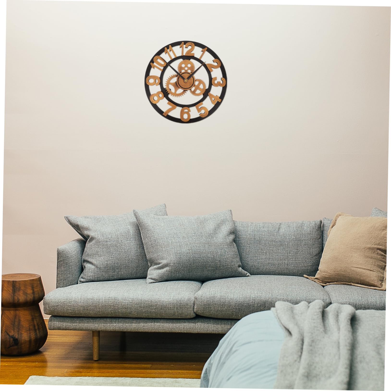 Cabilock Reloj de Pared Decorativo Industrial de Madera Engranajes, Silencioso y Fácil de Limpiar, Adecuado para Hogar u Oficina
