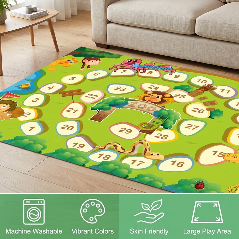 Tappeto da gioco per auto giocattolo, Tappeto Stradale per Bambini, per Bambini AntiscivoloTappetos Soggiorno e Camera da Letto -80×120cm