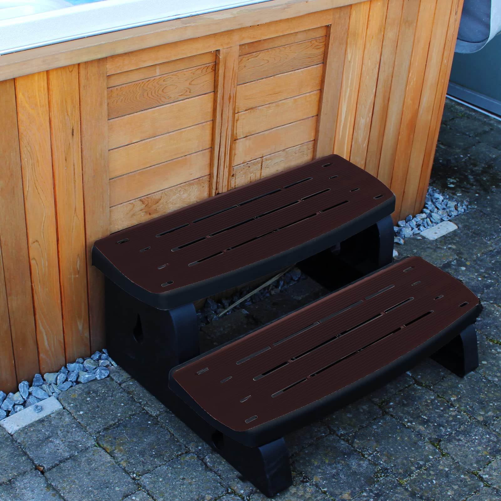 Waterway Whirlpool Pool Zubehör Outdoor 2-Stufen Treppe Doppelstufe Einstiegstreppe Kunststoff bis 360 kg belastbar Cinnamon