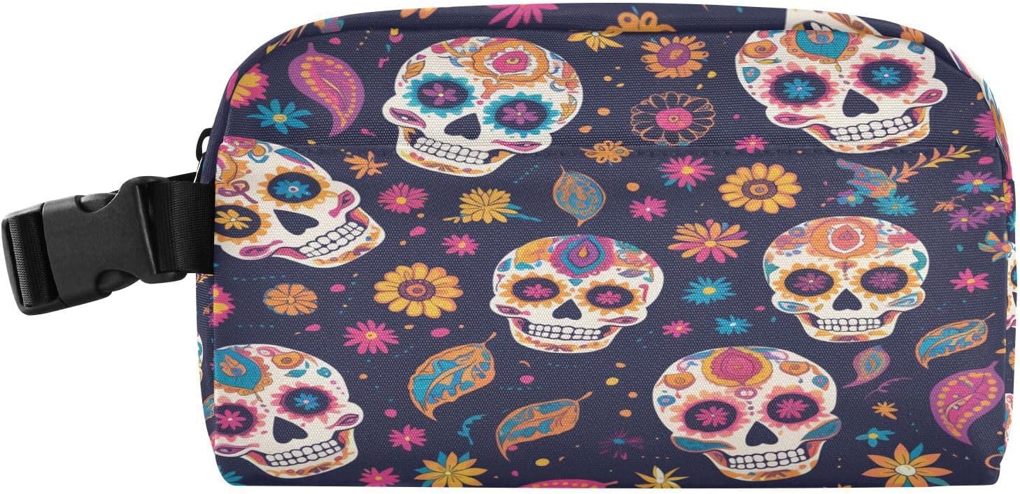 Reusable Womens Lunch Bags kids print Colorful Sugar Skulls Paisley