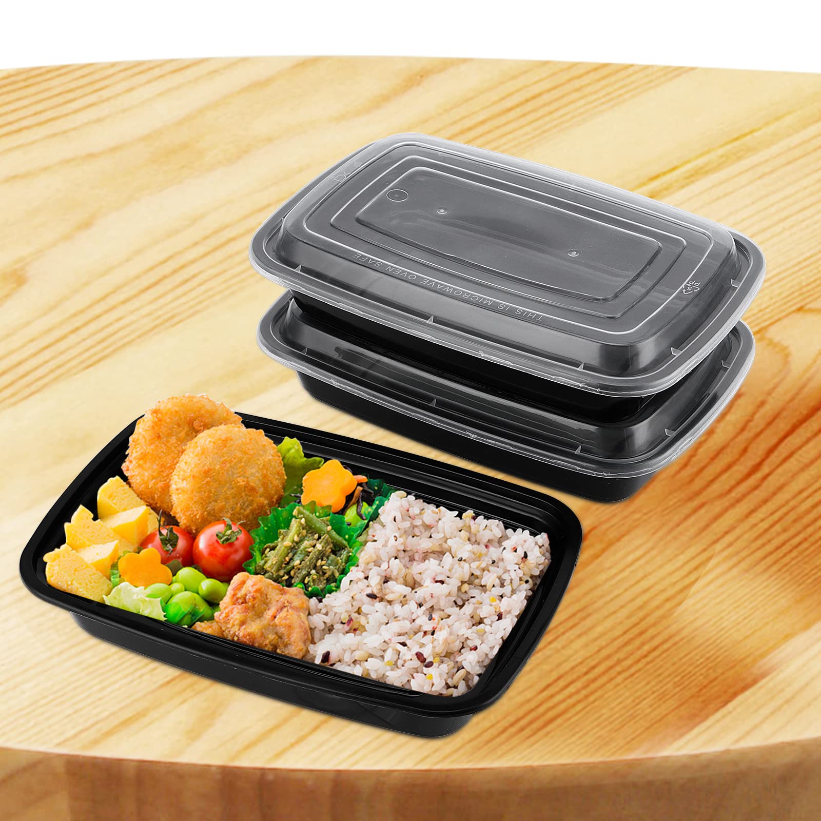 SINJEUN Paquete de 60 recipientes de plástico para preparación de comidas con tapas, 750 ml, sin BPA, cajas de almuerzo apilables, aptas para microondas y congelador