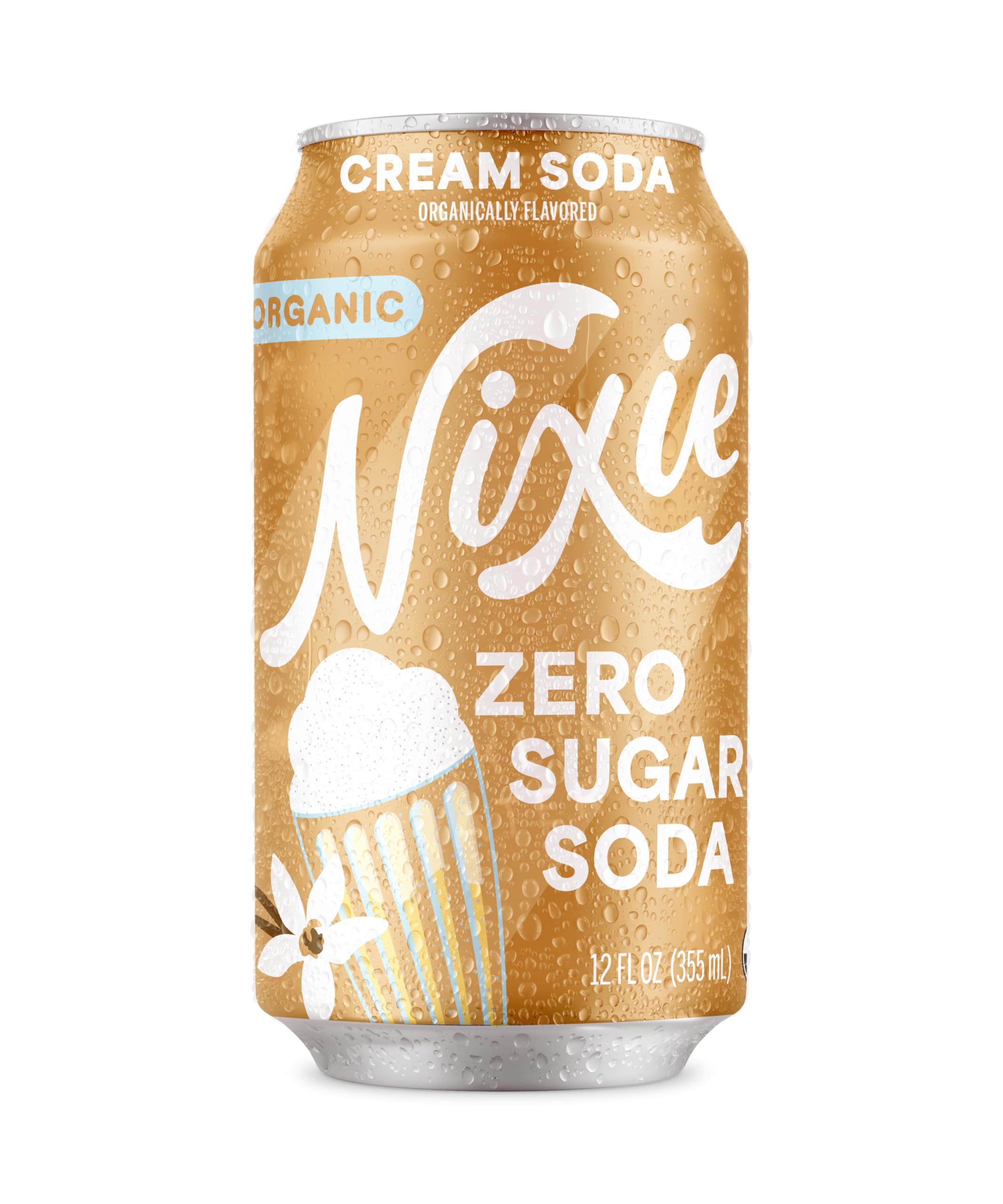 Nixie Organic Zero Sugar Soda Cream Soda 0 Sugar 0 Calories Healthy Soda Pop Non-GMO Caffeine Free 12oz