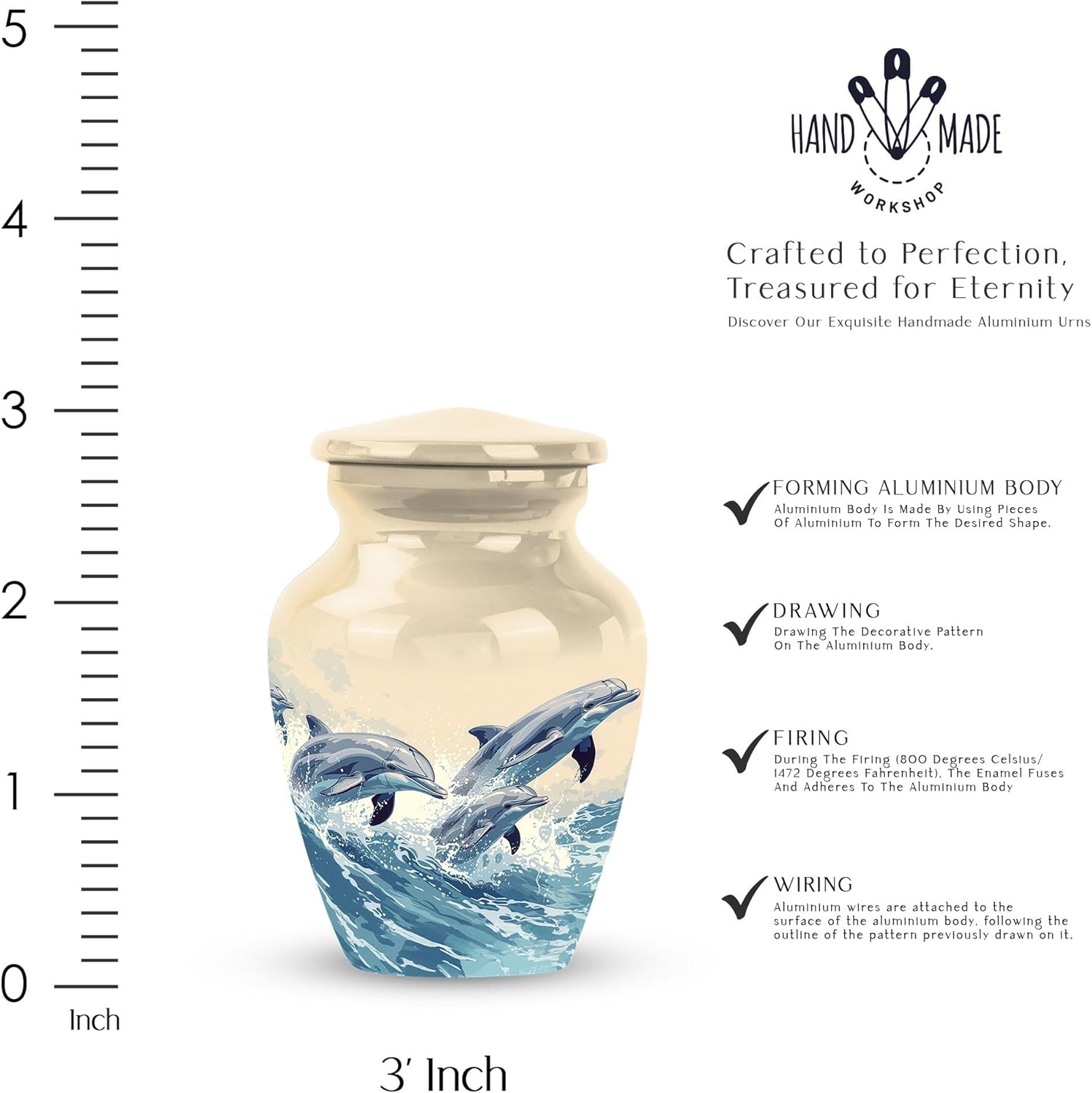 Mini Dolphin Urn - Keepsake Urns - Keepsake Urns for Human Ashes Dad - Cremation Urns for Burial - Small Memorial Urns and Keepsakes for Ashes (Size - 3inch,4pcs)