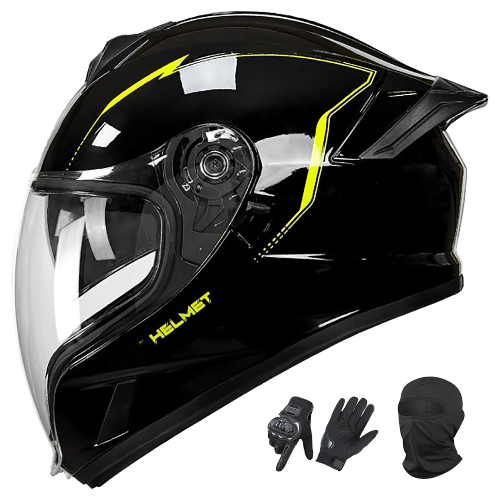 Kask motocyklowy, integralny kask motocyklowy do jazdy ulicznej i szosowej dla dorosłych (mężczyzn i kobiet), kask motorowerowy/cruiser z podwójną wizjerem, dopuszczony ECE 2205.