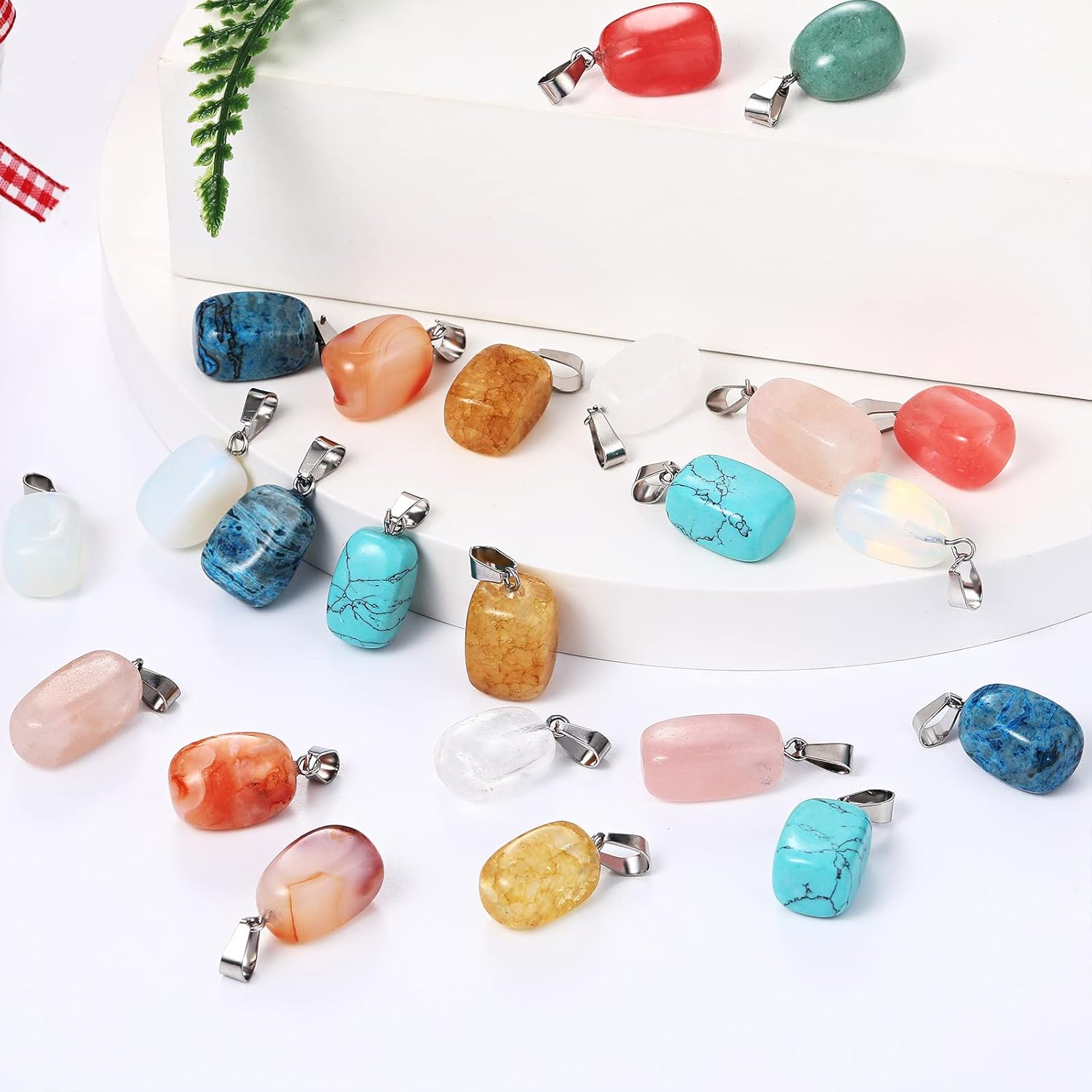 Yinkin 60 Pieces Chakra Stone Pendants Natural Crystal Stone Charms Irregular Healing Gemstone Beads Quartz Charms Bulk for Jewelry Making DIY Necklace Earring Christmas Birthday Gifts(Irregular) - Image 4