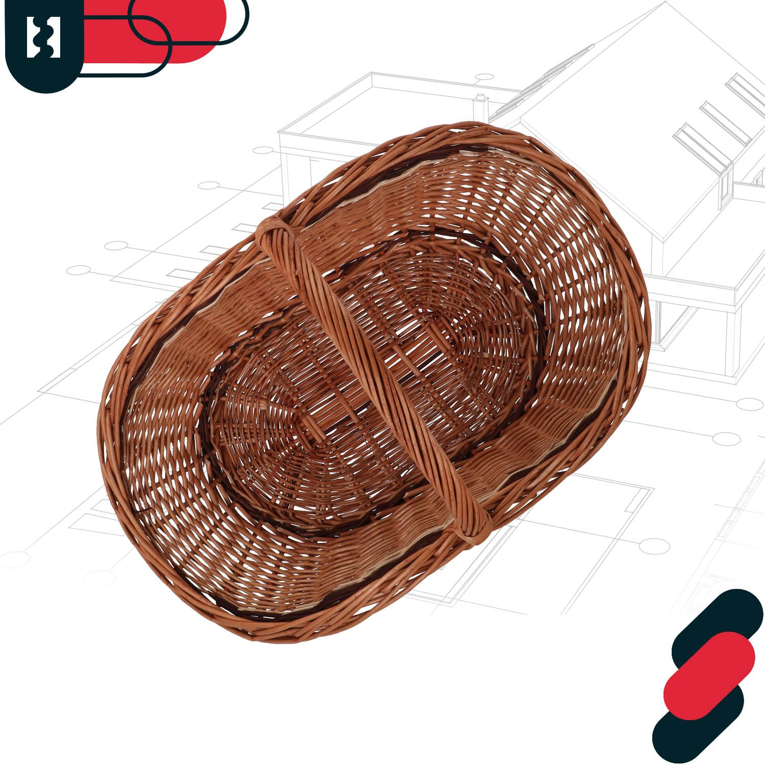 KOTARBAU® Weidenkorb für Kaminholz Holzkorb für Kaminholz Weide mit Henkel Kaminholzkorb Weide Holzkörbe Feuerholzkorb Brennholzkorb innen Weidekorb Holztragekorb