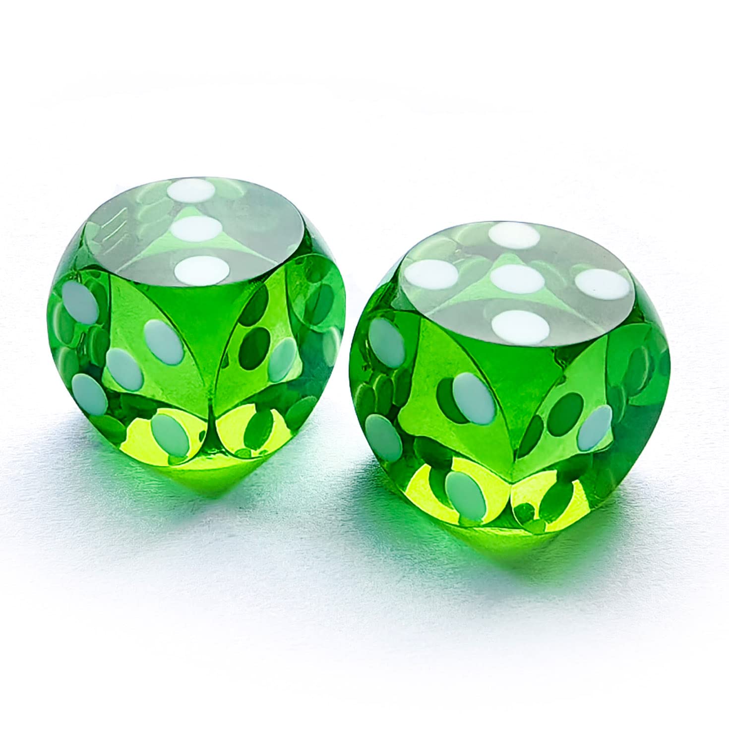 Bescon Professional Precision Dice Round Corner 9/16" (14.3mm) with Random Serial Number, Precision Cut Dice 14.3MM Gem Green, 2pcs Set