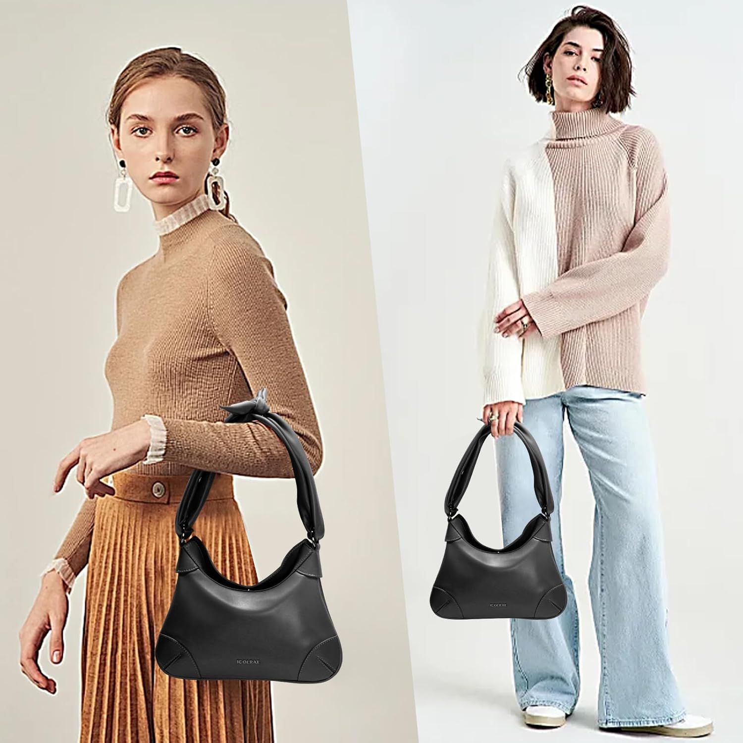 Shoulder Bag Trendy Hobo Handbag for Women, Vegan Leather Underarm Purse Tote Handbags - Image 3