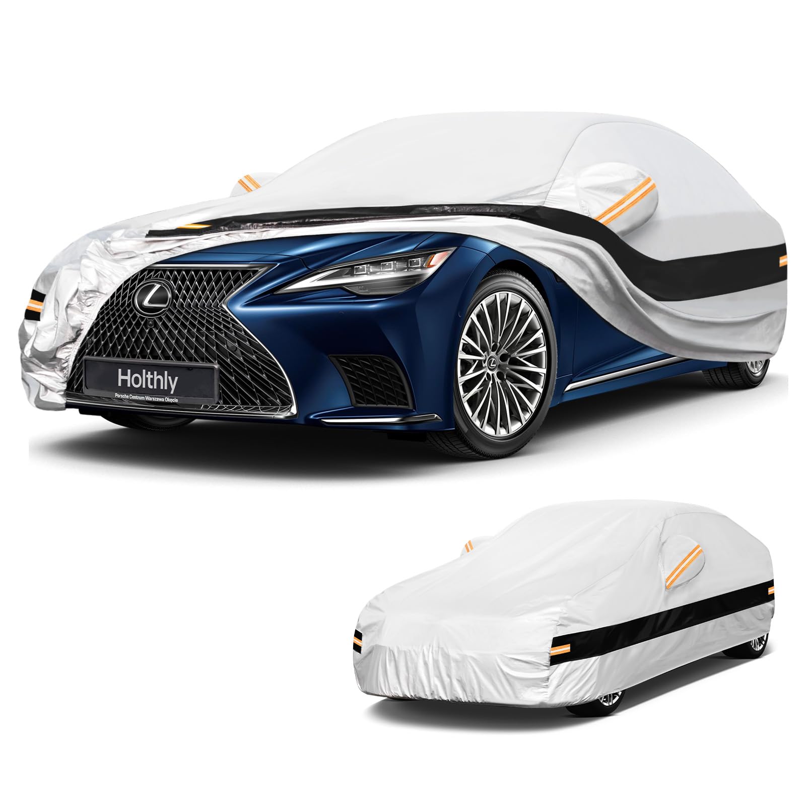 10 Layers Sedan Car Cover Custom Fit for Lexus LS LS400 LS430 LS460(2006-2026), Waterproof All Weather for Automobiles, Outdoor Full Cover Sun Rain Dust UV Protection with Cotton. Sliver