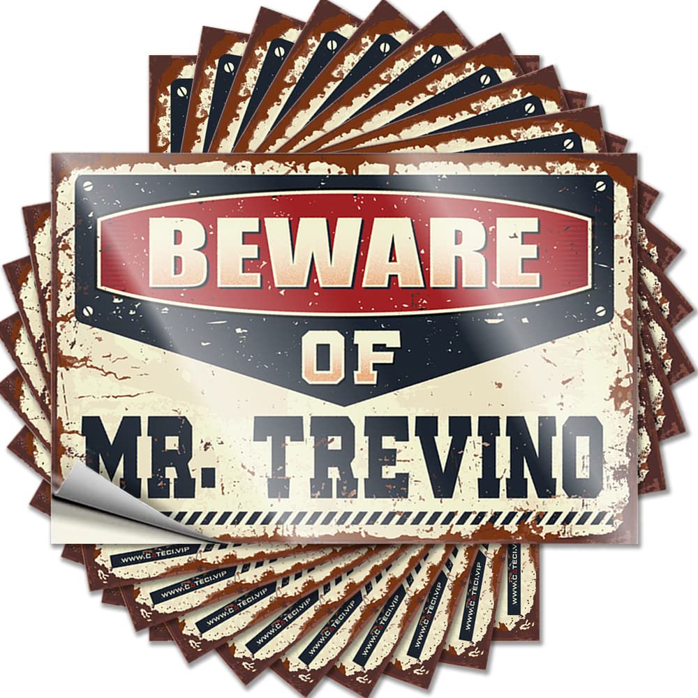 Bar Accessories Man Cave Assorted Decals - Beware of Mr. Trevino Removable Decal Waterproof Easy Peel for Surf(12X18CM)