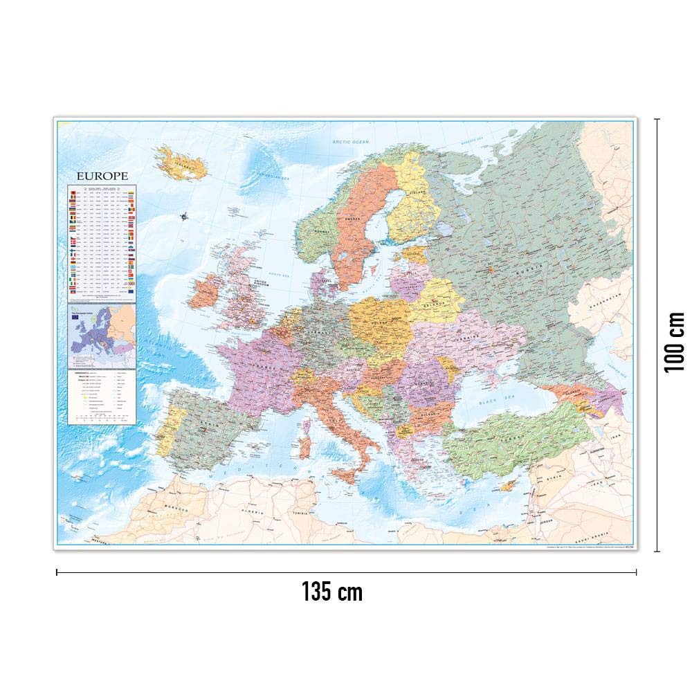 Close Up Poster XXL Carte de l'europe avec Drapeaux (135cm x 100cm)
