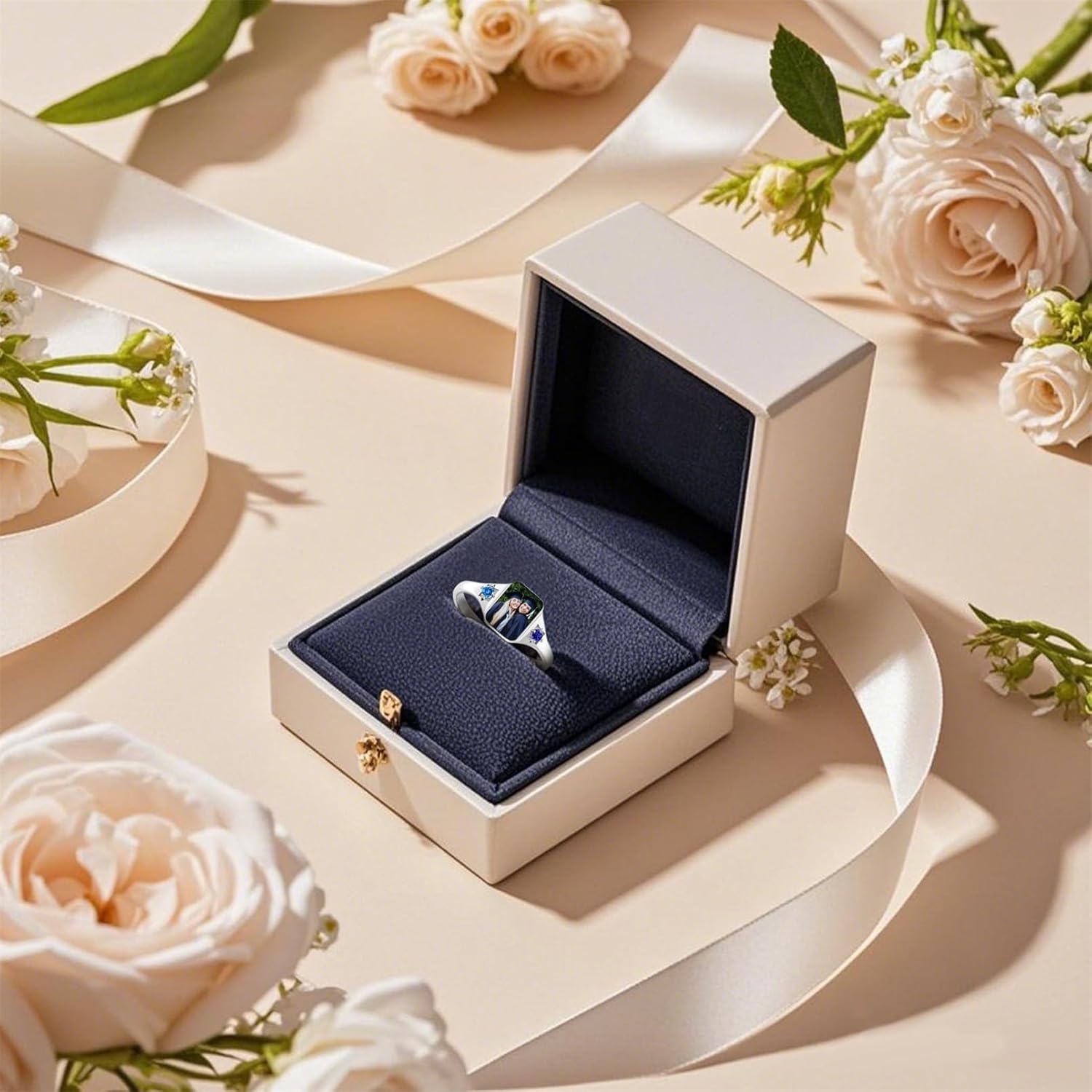 BABOOM Custom Photo Ring for Women Personalized Picture Rings Featuring Heart-shaped Promise Ring Perfect Graduation Gift for Best friend