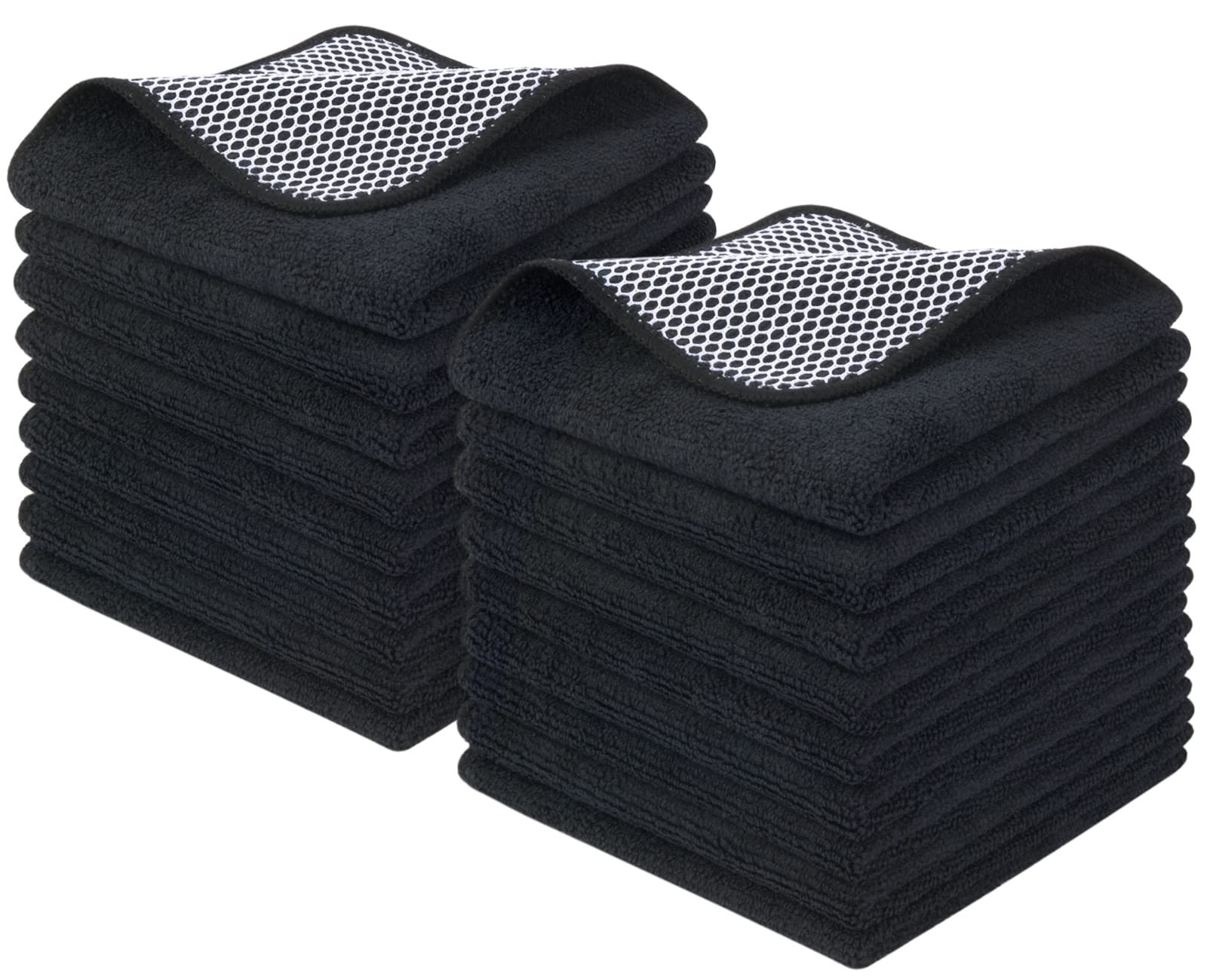 KinHwa Kitchen Washcloths for Dishes Absorbent Microfiber Dish Cloths Quick Dry Dish Rags with Poly Scour Scrub Side Ideal for Kitchen Cleaning and Housekeeping 12inch x 12inch 18 Pack Black … Black 12inchx12inch 18 Pack