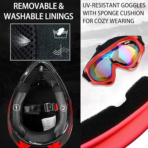 Miniatura 4 de ILM - Casco para niños y adolescentes para motocross, cuatrimoto, motocicleta, todoterreno, gafas y guantes deportivos aprobados por DOT - Modelo