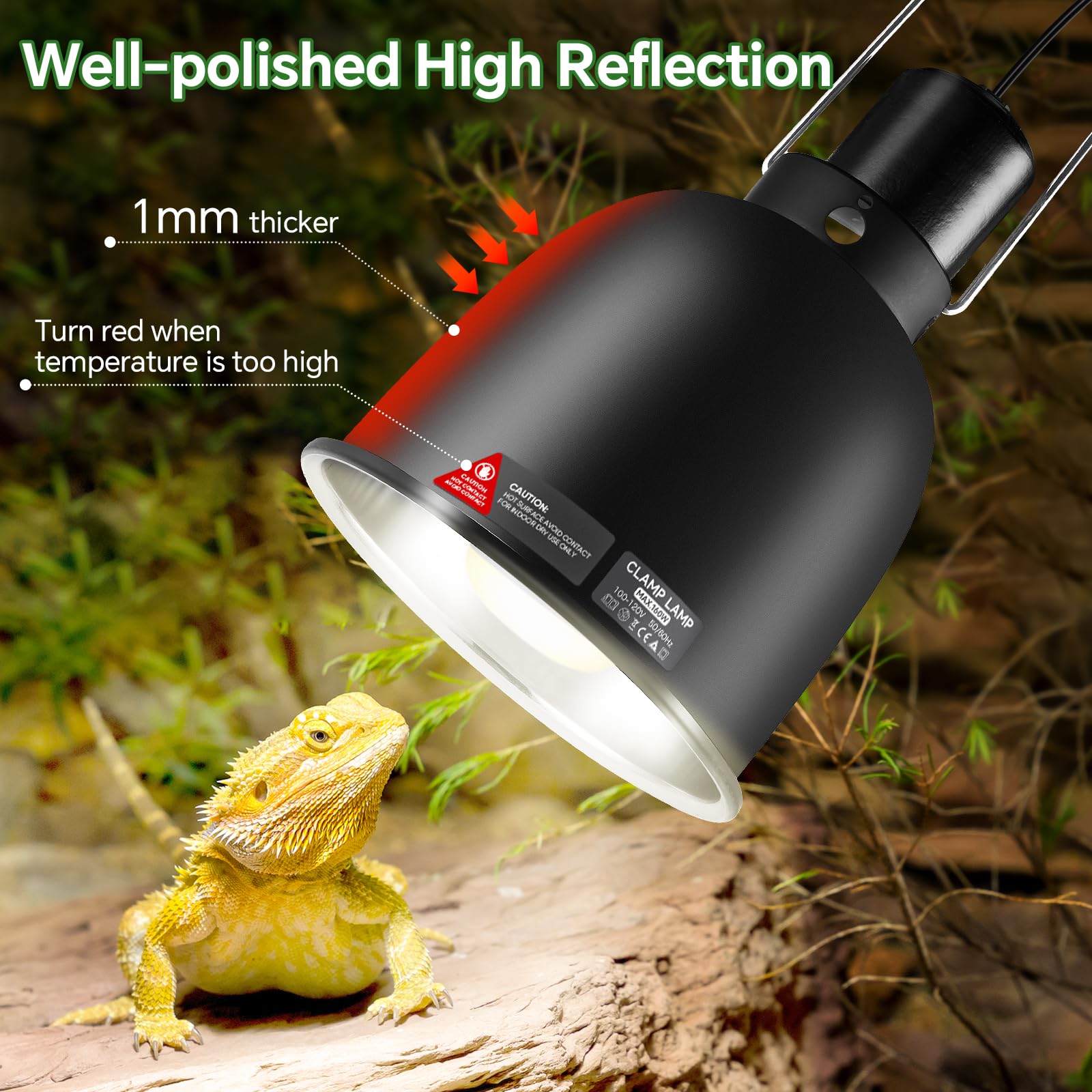 juttilax 5.5 inch Reptile Heat Lamp Fixture with Thermostat and Timer,Reptile Light Fixture with 100W Ceramic Heat Emitter, PID Temperature Controller for UVB Lights, Basking Bulbs and Terrariums - image 8