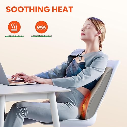 Miniatura 4 de Masajeador de espalda para aliviar el dolor de tejido profundo, masajeador Shiatsu de espalda y cuello con calor relajante, almohada de masaje de