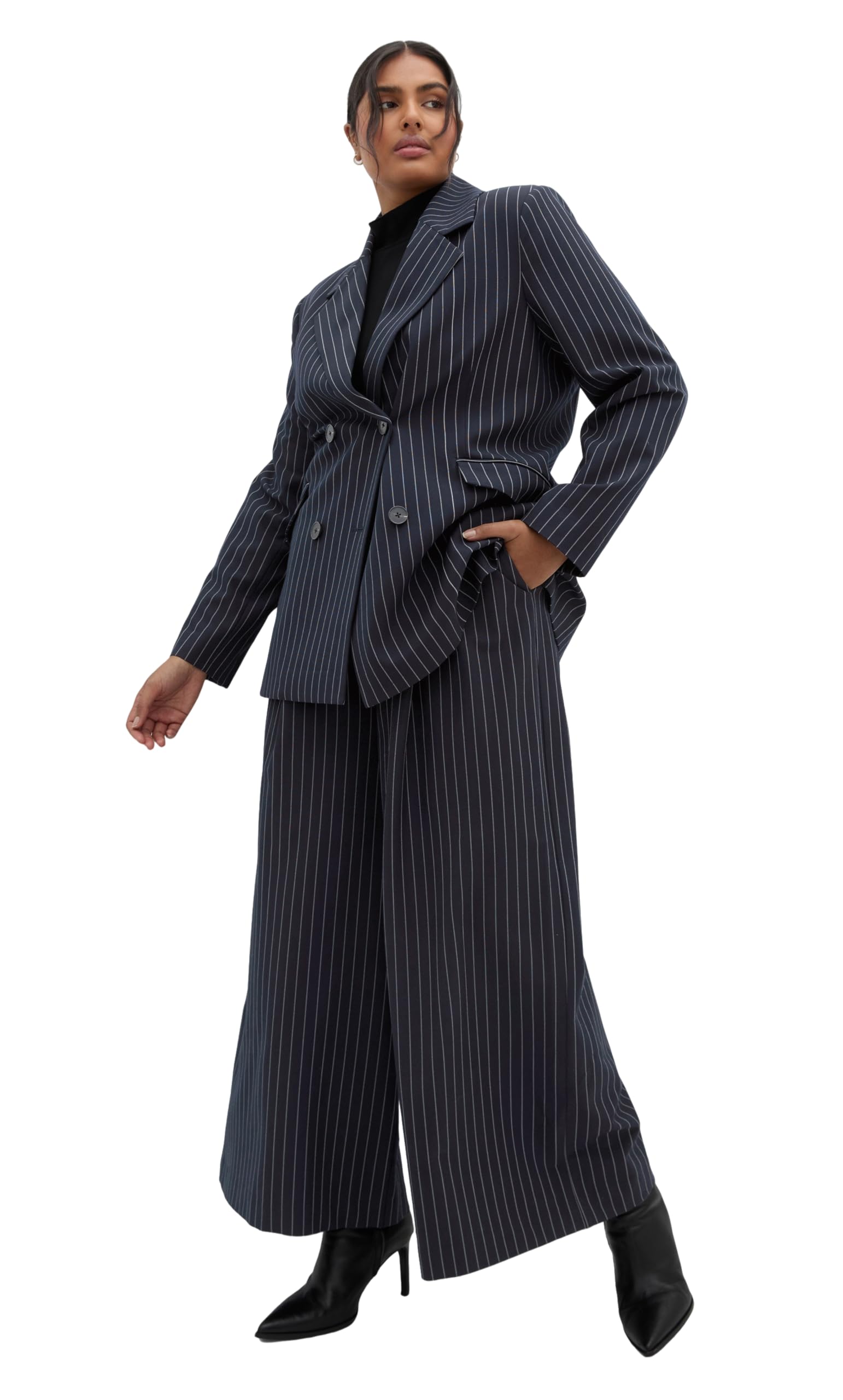 City Chic Womens Plus Size Blazer - Karla Pinstripe