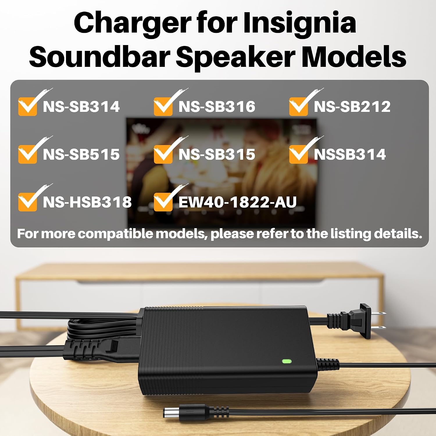 18V Power Supply for Insignia Soundbar NS-SB314 NS-SB316 NS-HSB318 image 2
